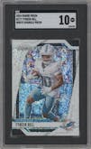 Tyreek Hill from the 2024 Panini Prizm set featuring a White Sparkle parallel graded by SGC and given an overall grade of 10.