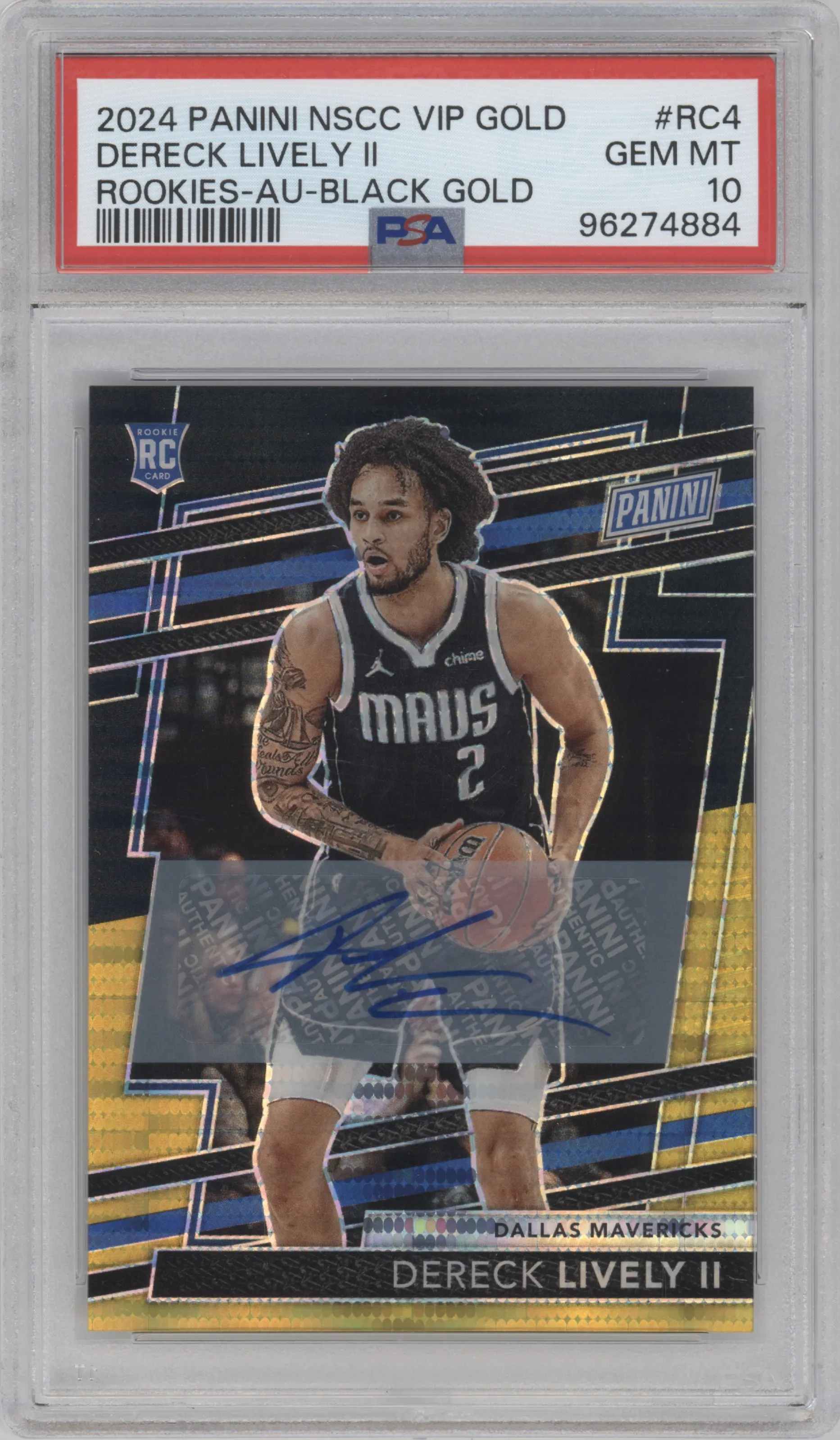 2024 Panini The National VIP Gold Pack Auto Dereck Lively II Black Gold #RC4 PSA 10