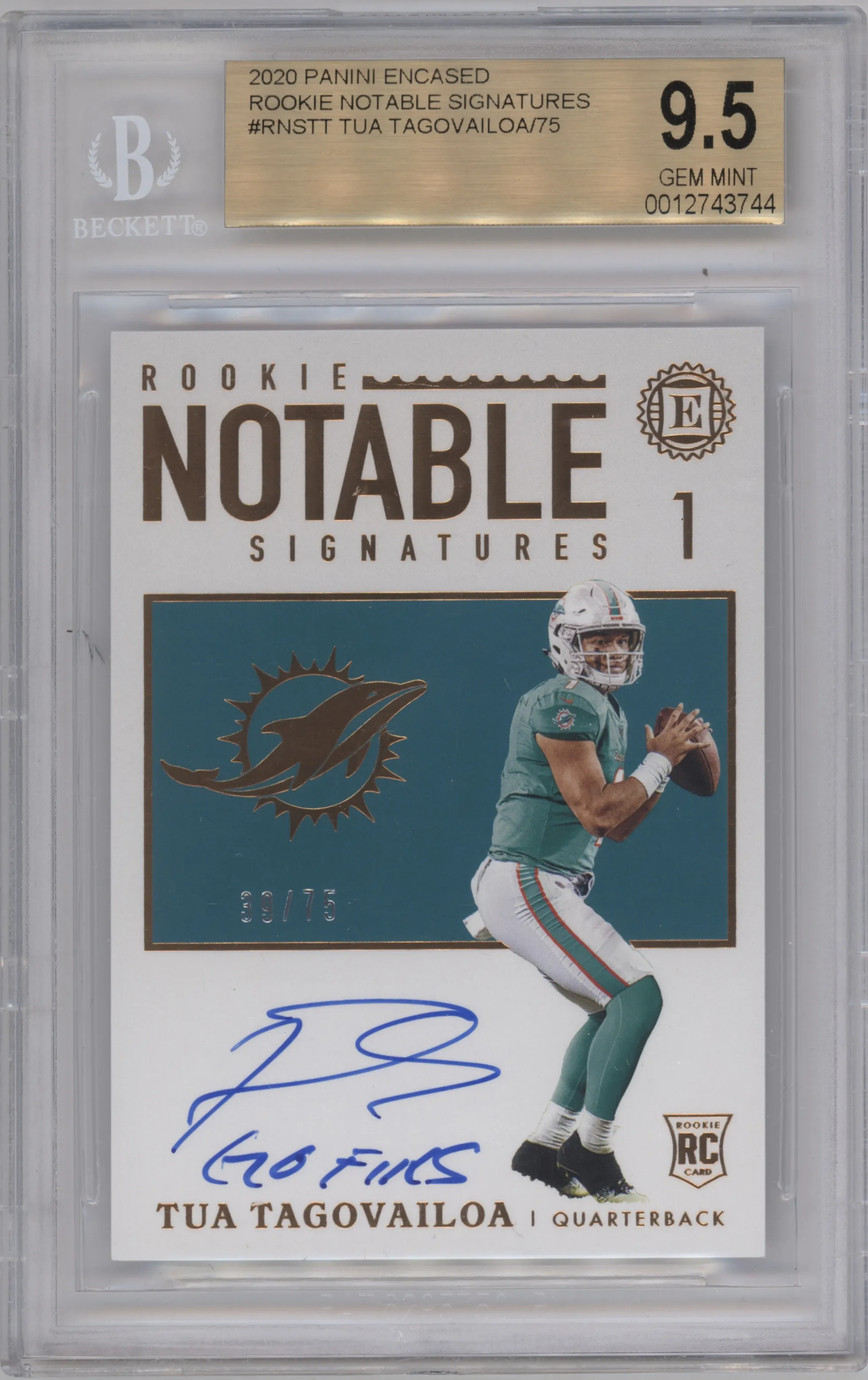 2020 Panini Encased Rke.Notable Sig. Tua Tagovailoa #RNS-TT BGS 9.5