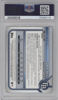 Curtis Mead from the 2022 Bowman set featuring a Refractor  parallel graded by PSA and given an overall grade of 10.