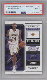 Kobe Bryant from the 2018-19 Panini Contenders Draft Picks set graded by PSA and given an overall grade of 10.