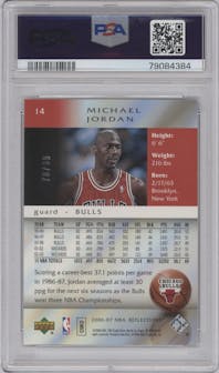 Michael Jordan from the 2006-07 Upper Deck Reflections set featuring a Copper parallel graded by PSA and given an overall grade of 9.