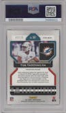 Tua Tagovailoa from the 2021 Panini Prizm set featuring a No Huddle Purple parallel graded by PSA and given an overall grade of 10.