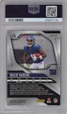 Malik Nabers from the 2024 Panini Prizm set featuring a Green Ice parallel graded by PSA and given an overall grade of 9.
