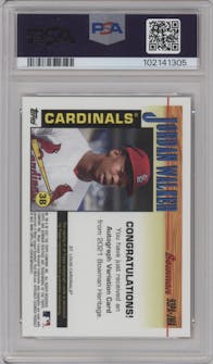 Jordan Walker from the 2021 Bowman Heritage set featuring a Orange Refractor parallel graded by PSA and given an overall grade of 10.