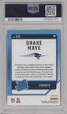 Drake Maye from the 2024 Donruss set featuring a Red Pandora parallel graded by PSA and given an overall grade of 9.