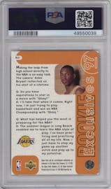 Kobe Bryant from the 1996-97 Upper Deck set graded by PSA and given an overall grade of 10.