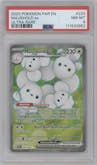 Maushold ex from the 2023 Pokemon SV set graded by PSA and given an overall grade of 8.