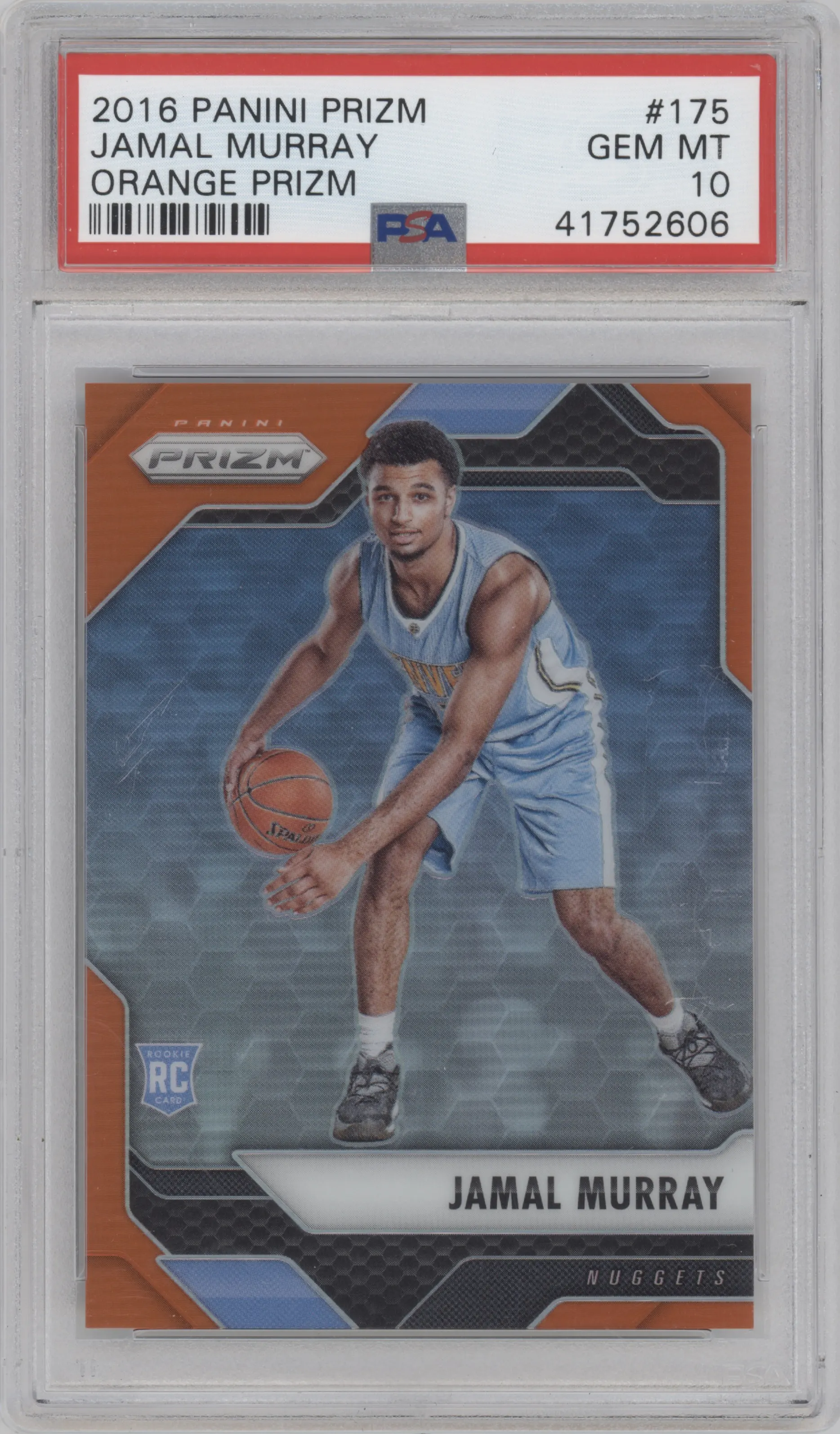 2016 Panini Prizm Jamal Murray Orange Prizm #175 PSA 10