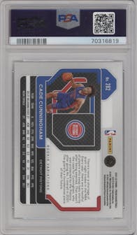 Cade Cunningham from the 2021-22 Panini Prizm  set graded by PSA and given an overall grade of 10.
