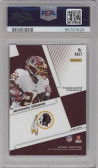 Antonio Gibson from the 2020 Panini Mosaic set featuring a Red Choice Fusion parallel graded by PSA and given an overall grade of 10.