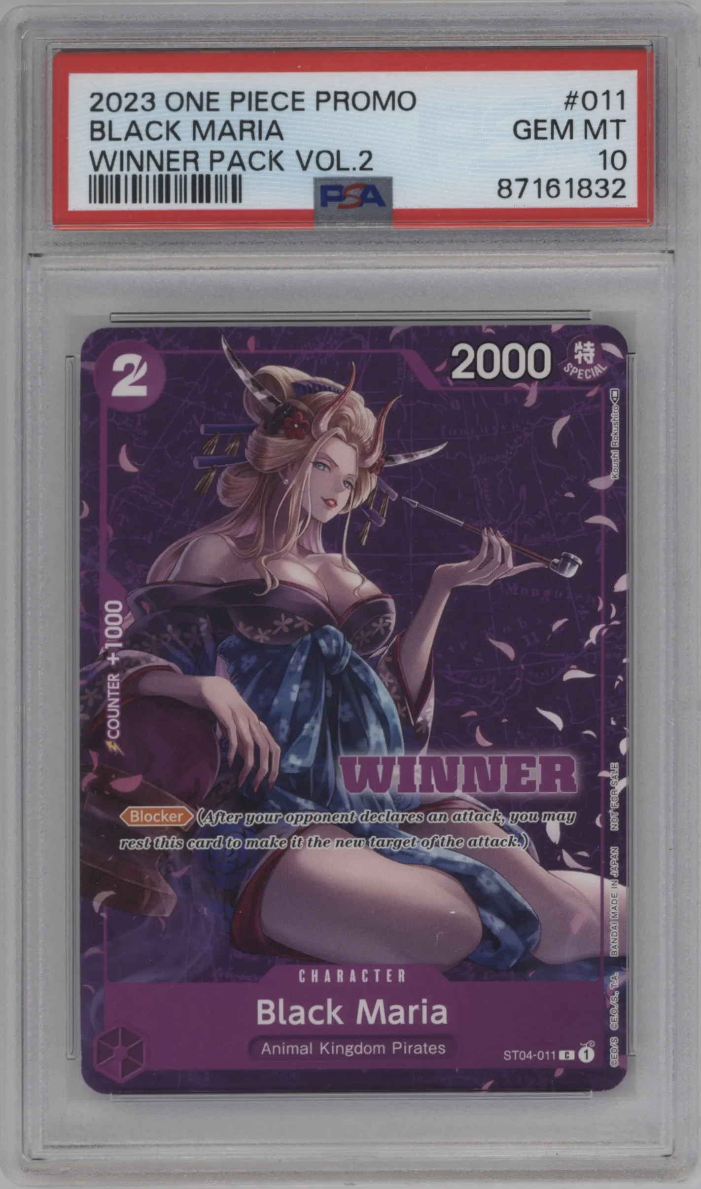 2023 One Piece Winner Pack Vol.2 Black Maria C #ST04-011 C PSA 10