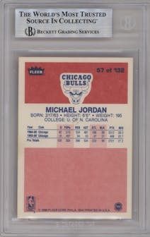 Michael Jordan from the 1986-87 Fleer set graded by Beckett and given an overall grade of 8.