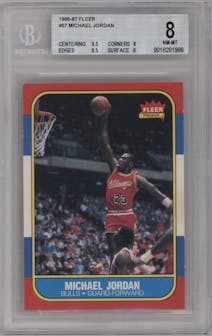 Michael Jordan from the 1986-87 Fleer set graded by Beckett and given an overall grade of 8.
