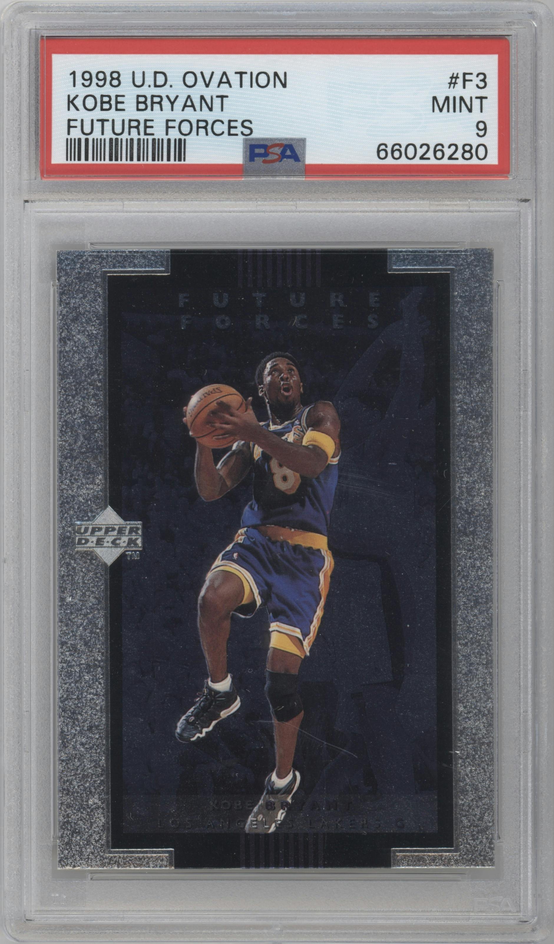 Kobe Bryant from the 1998-99 Upper Deck Ovation set graded by PSA and given an overall grade of 9.