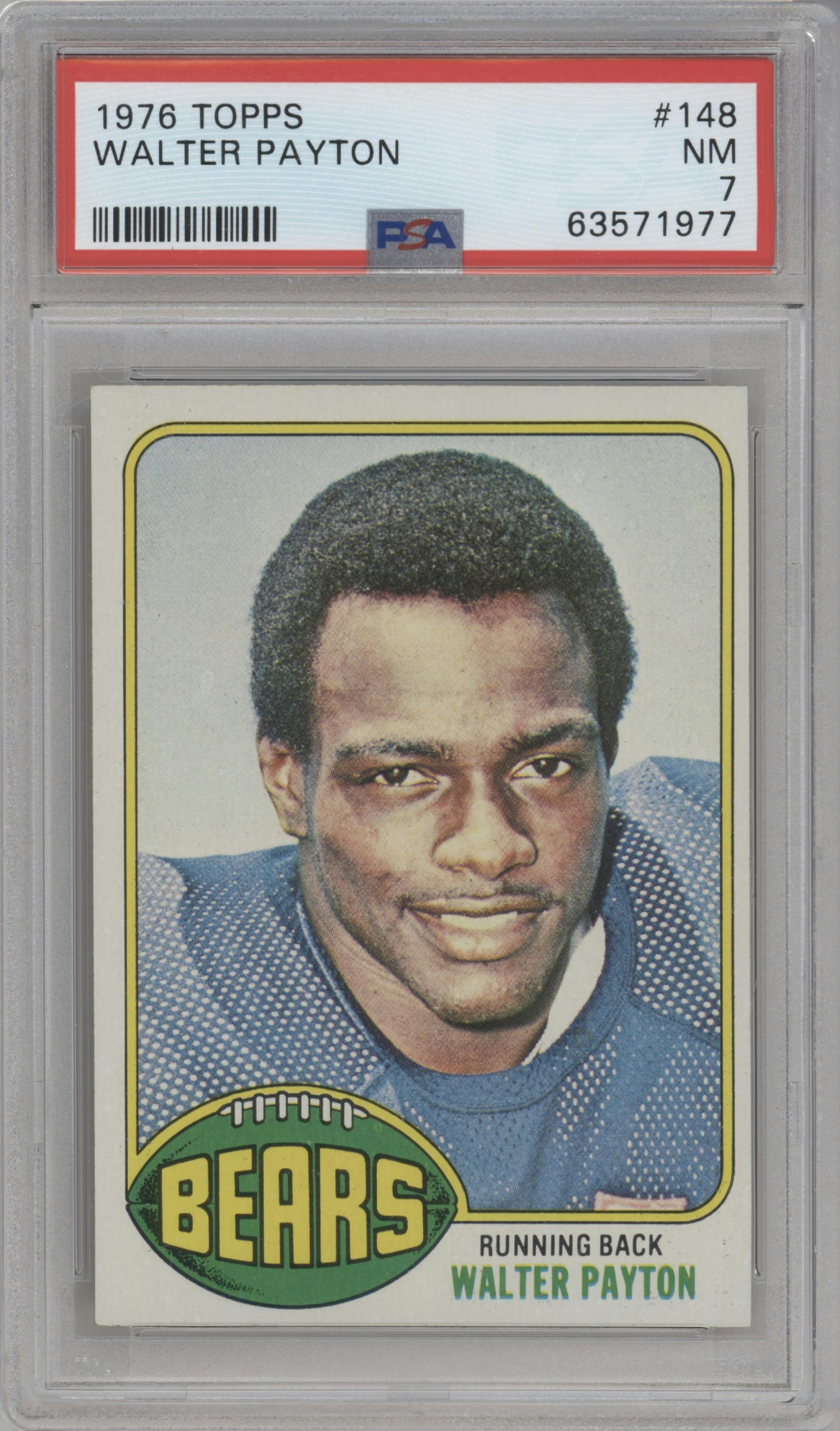 Walter Payton  from the 1976 Topps set graded by PSA and given an overall grade of 7.