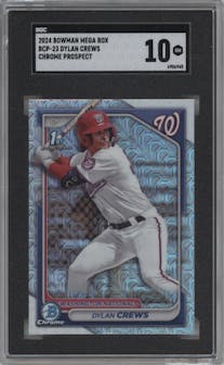 Dylan Crews from the 2024 Bowman Mega Box set graded by SGC and given an overall grade of 10.