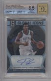 Giannis Antetokounmpo from the 2017-18 Panini Spectra set graded by Beckett and given an overall grade of 8.5.