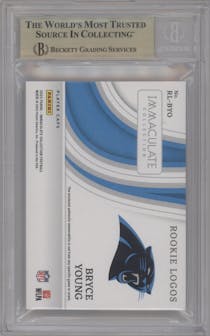 Bryce Young from the 2023 Panini Immaculate Collection  set featuring a Caps parallel graded by Beckett and given an overall grade of 9.5.