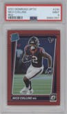 Nico Collins from the 2021 Panini Donruss Optic set featuring a Red parallel graded by PSA and given an overall grade of 9.