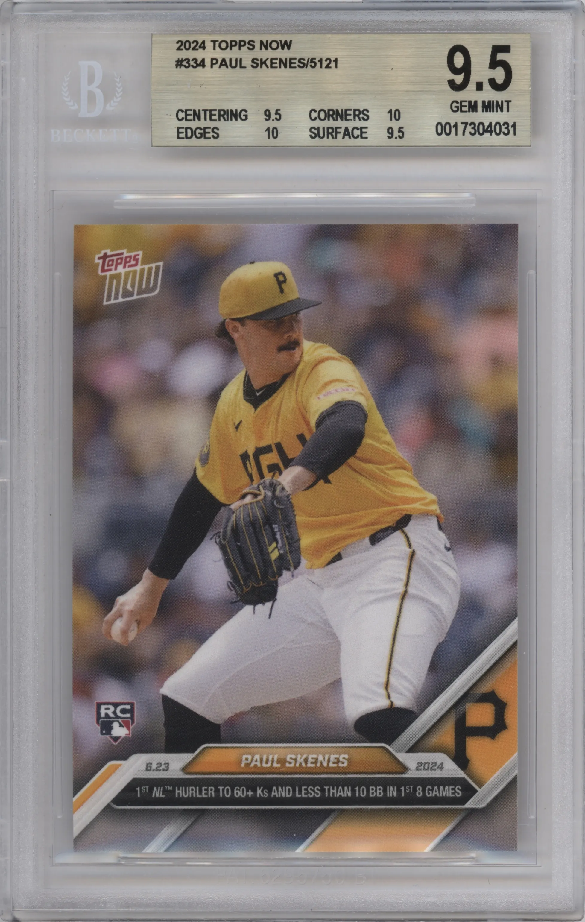 2024 Topps Now Paul Skenes BGS 9.5