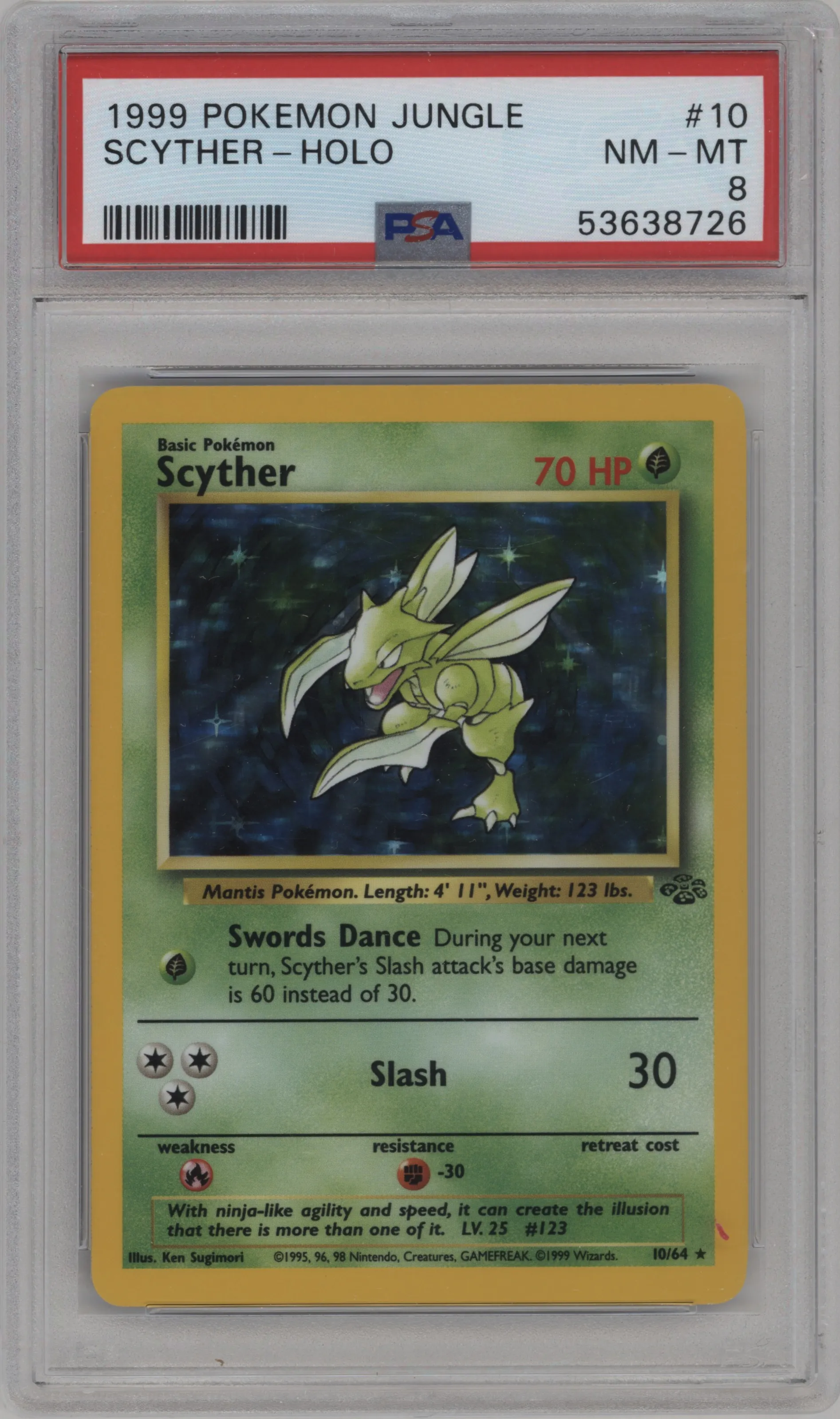 1999 Pokemon Jungle Scyther #10 PSA 8