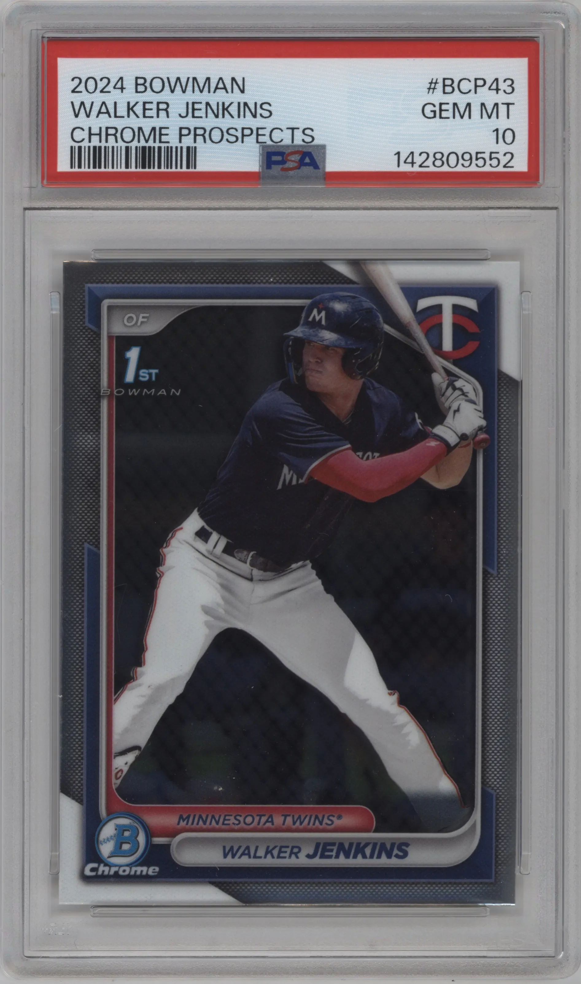 2024 Bowman Chrome Pros. Walker Jenkins #BCP-43 PSA 10