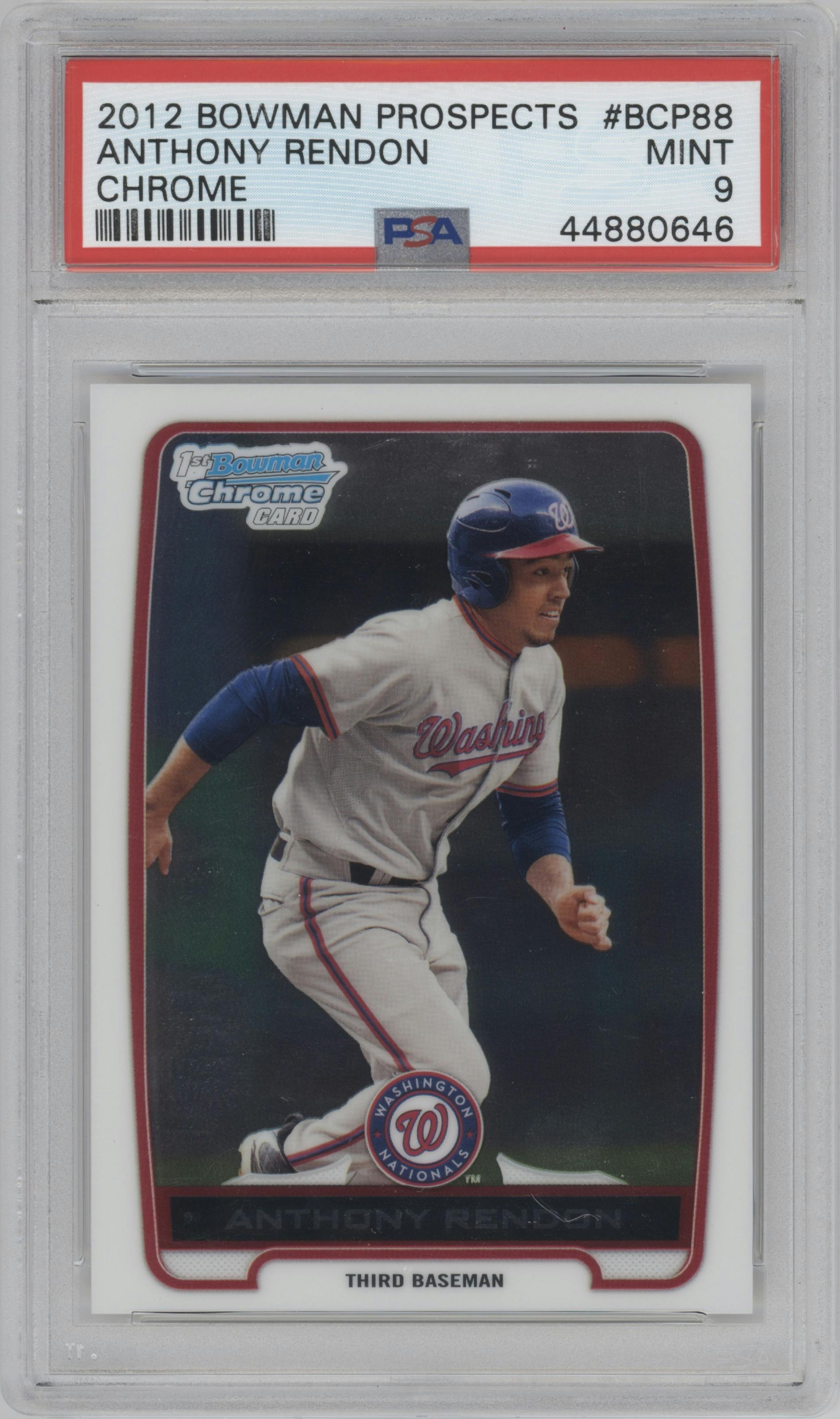 Anthony Rendon from the 2012 Bowman set graded by PSA and given an overall grade of 9.