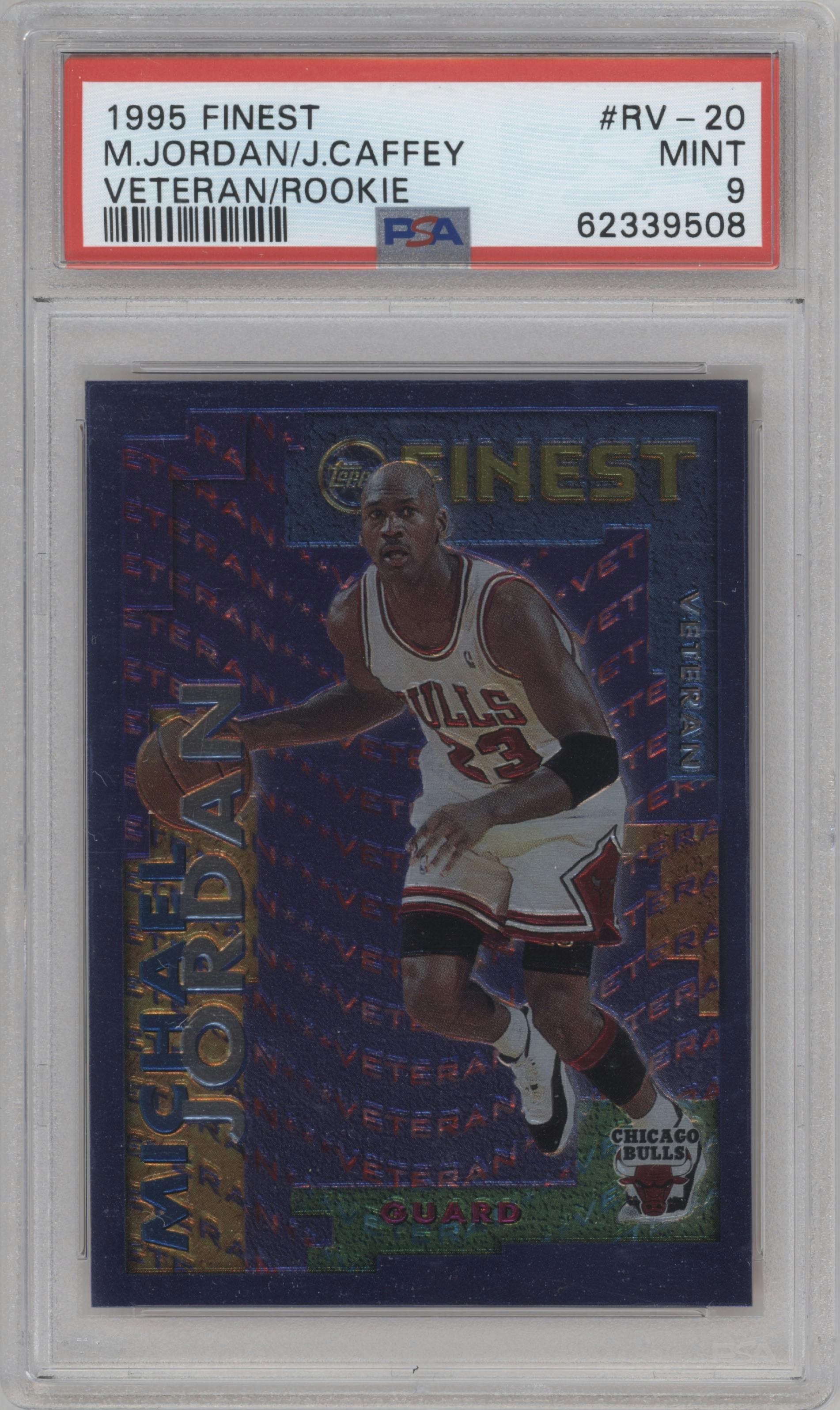 Michael Jordan/Jason Caffey from the 1995-96 Topps Finest set graded by PSA and given an overall grade of 9.