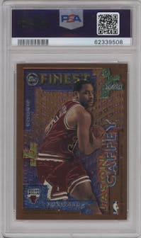 Michael Jordan/Jason Caffey from the 1995-96 Topps Finest set graded by PSA and given an overall grade of 9.