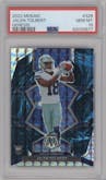 Jalen Tolbert from the 2022 Panini Mosaic set featuring a Genesis parallel graded by PSA and given an overall grade of 10.