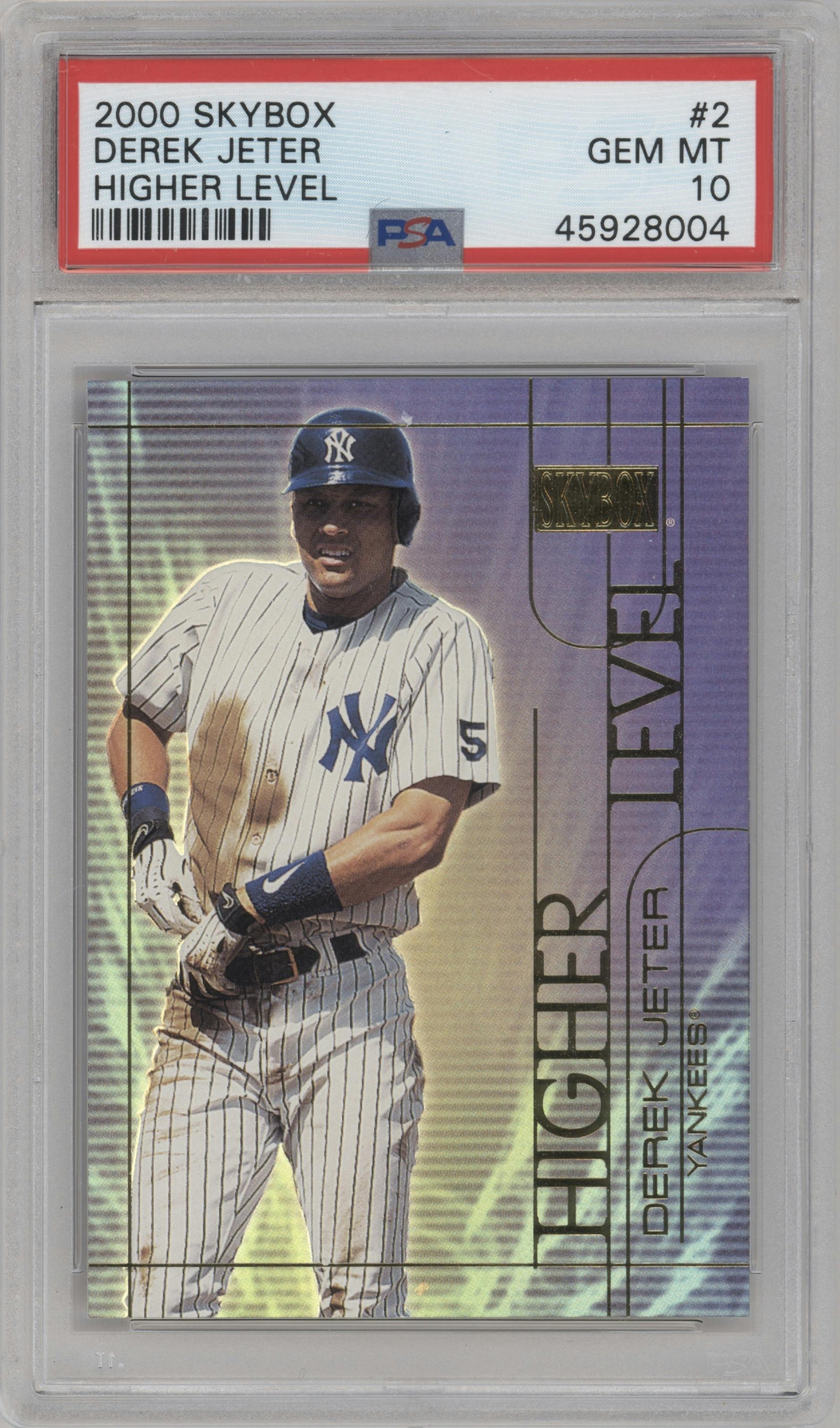 Derek Jeter from the 2000 Skybox set graded by PSA and given an overall grade of 10.