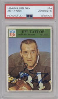 Jim Taylor from the 1966 Philadelphia set graded by PSA and given an overall grade of 0.