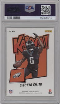 DeVonta Smith from the 2023 Panini Absolute set graded by PSA and given an overall grade of 10.
