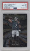 Jalen Hurts from the 2020 Panini Select set graded by PSA and given an overall grade of 10.