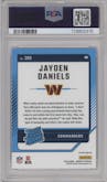 Jayden Daniels from the 2024 Donruss set featuring a Pink parallel graded by PSA and given an overall grade of 9.