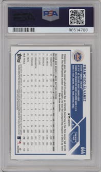 Francisco Alvarez from the 2023 Topps Series 2 set featuring a Gold Foil parallel graded by PSA and given an overall grade of 10.
