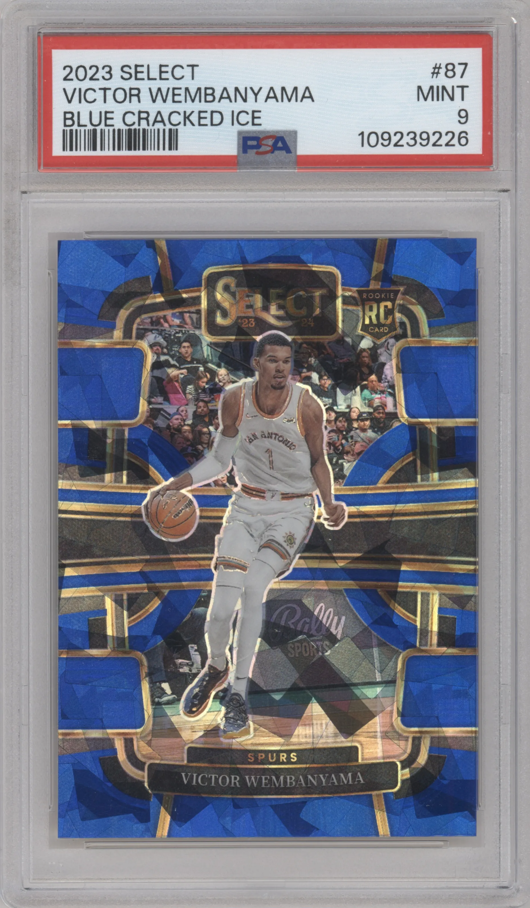 2023 Panini Select Victor Wembanyama Blue Cracked Ice #87 PSA 9
