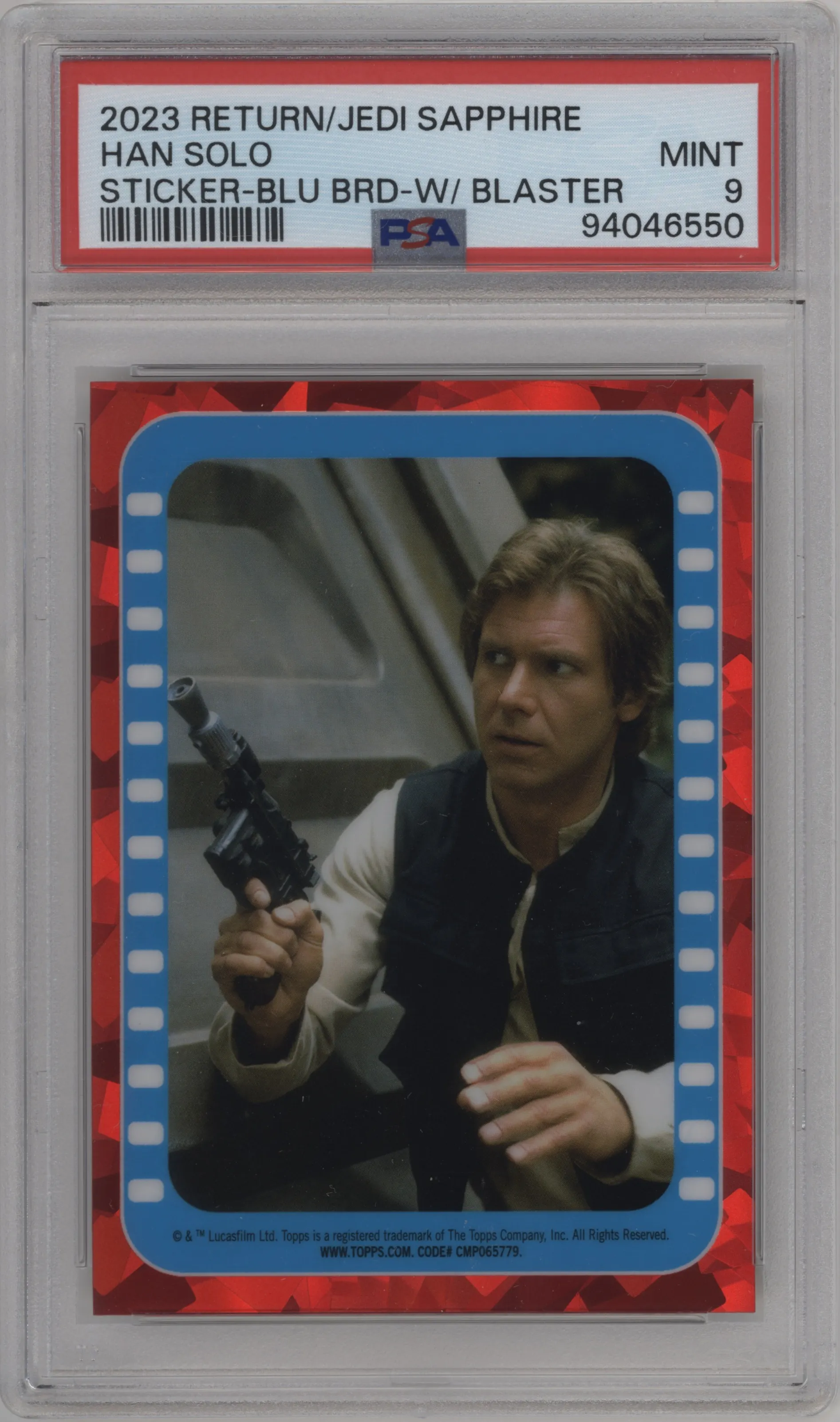 2023 Topps Chrome Sapphire Star Wars Return of the Jedi Stickers Han Solo PSA 9