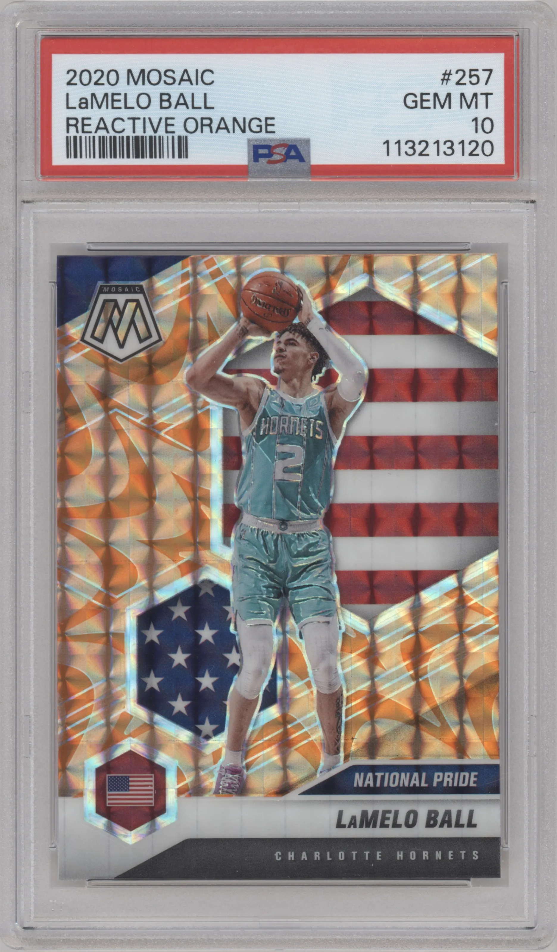 2020 Panini Mosaic LaMelo Ball Reactive Orange #257 PSA 10