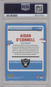 Aidan O'Connell from the 2023 Donruss Optic set featuring a Blue Glitter parallel graded by PSA and given an overall grade of 9.