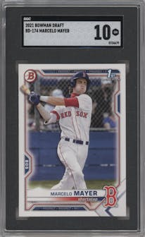 Marcelo Mayer from the 2021 Bowman Draft set graded by SGC and given an overall grade of 10.