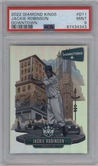 Jackie Robinson from the 2022 Panini Diamond Kings set graded by PSA and given an overall grade of 9.