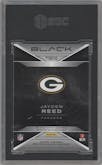 Jayden Reed from the 2023 Panini Black set featuring a Ruby parallel graded by SGC and given an overall grade of 9.5.