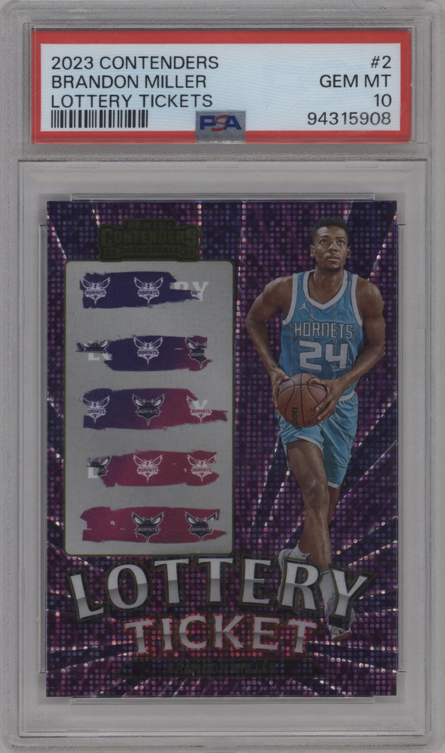 2023 Panini Contenders Lottery Ticket Brandon Miller #2 PSA 10