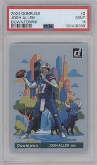 Josh Allen from the 2024 Donruss set graded by PSA and given an overall grade of 9.