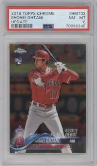 Shohei Ohtani from the 2018 Topps Chrome Update  set graded by PSA and given an overall grade of 8.