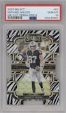 Michael Mayer from the 2023 Panini Select set featuring a Die-Cut Zebra Prizm parallel graded by PSA and given an overall grade of 10.