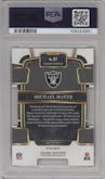 Michael Mayer from the 2023 Panini Select set featuring a Die-Cut Zebra Prizm parallel graded by PSA and given an overall grade of 10.