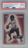Shedeur Sanders from the 2023 Bowman Chrome University set graded by PSA and given an overall grade of 10.